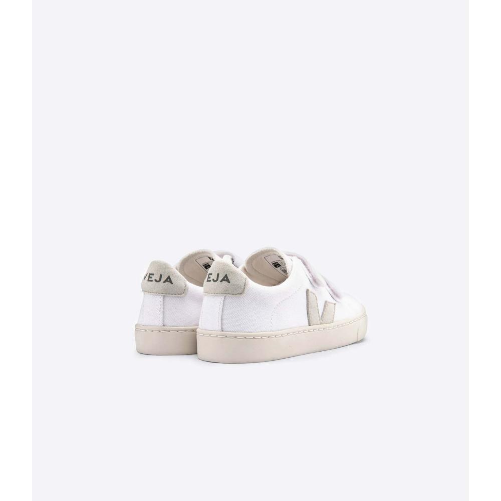 White/Beige Kids' Veja ESPLAR CANVAS Sneakers | AU 818QMA